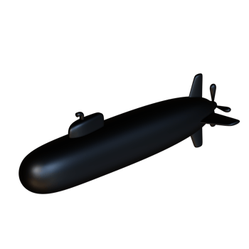 3d icon submarine isolated on transparent background png
