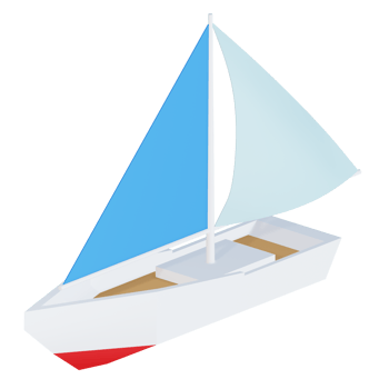 3d icon sailboat isolated on transparent background png