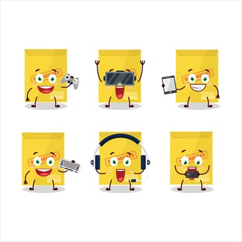 Secret document cartoon character are playing games with various cute emoticons vector