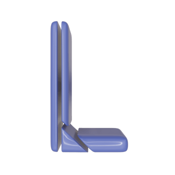 The Capital letter L in a blue shiny skin leather texture style, PNG transparent background, 3D illustration