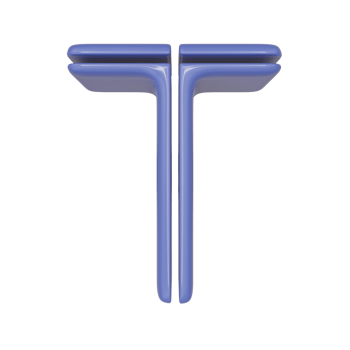 The Capital letter T in a blue shiny skin leather texture style, PNG transparent background, 3D illustration