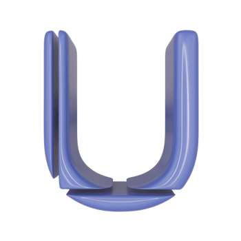 The Capital letter U in a blue shiny skin leather texture style, PNG transparent background, 3D illustration