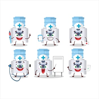 Doctor profession emoticon with water cooler cartoon character vector
