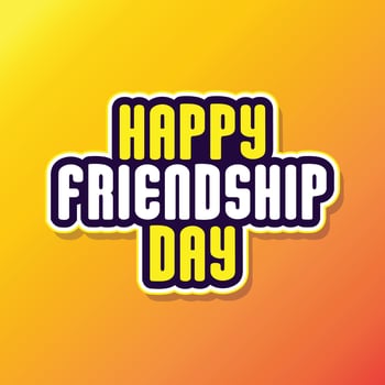 happy friendship day lettering design on yellow and orange gradient color background to celebrate friendship day. friendship day typography logo. vector