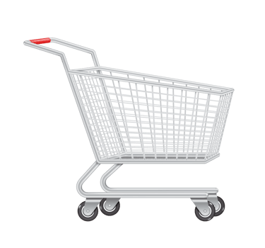 empty shopping cart side view on transparent background png