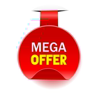 Mega offer banner round ribbon. vector sign. Web element. Flat design.