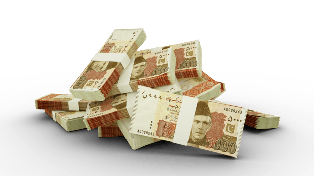 3D Stack of Pakistani Rupee notes png
