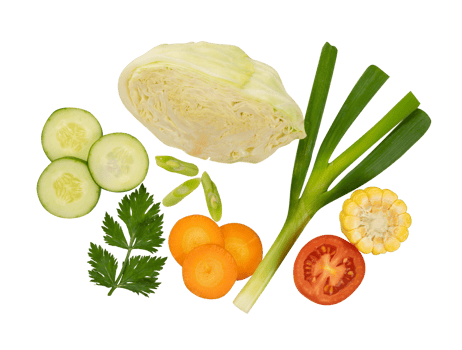 Set of fresh vegetables flat lay png