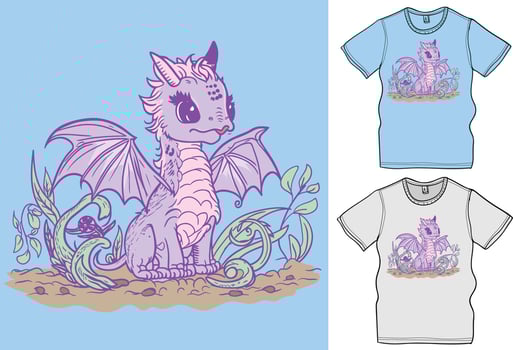 Cute Baby Dragon Vector Illustration