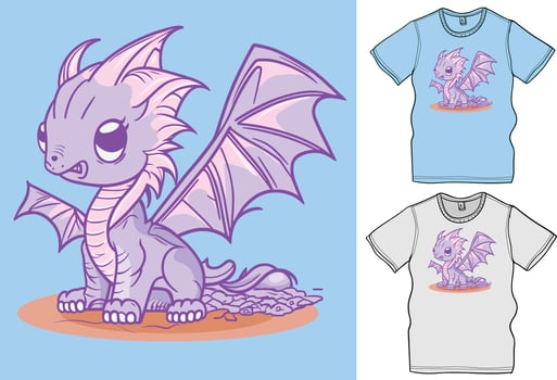 Cute Baby Dragon Vector Illustration