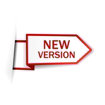 New version banner ribbon design template. Flat icon. Vector illustration on white background.