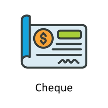 Cheque vector  Fill  outline Icon Design illustration. Taxes Symbol on White background EPS 10 File