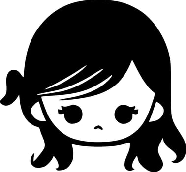 Baby Girl, Black and White Vector illustration