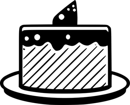 Birthday Cake, Black and White Vector illustration