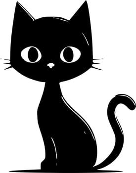 Cat Clipart - Black and White Isolated Icon - Vector illustration