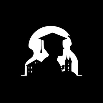 College, Black and White Vector illustration