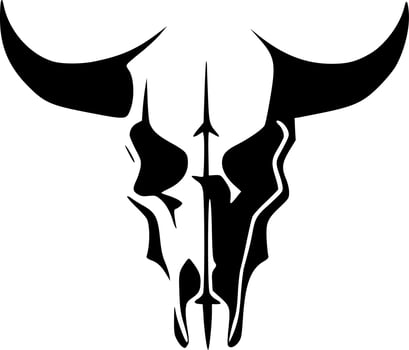 Cow Skull, Black and White Vector illustration
