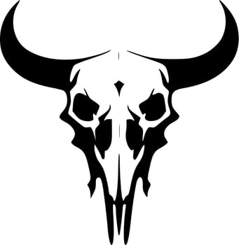 Cow Skull, Black and White Vector illustration