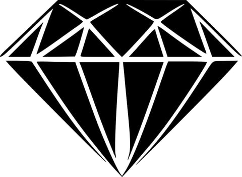 Diamond - Black and White Isolated Icon - Vector illustration