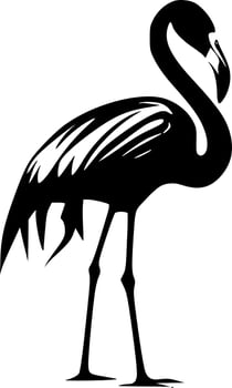 Flamingo - Black and White Isolated Icon - Vector illustration