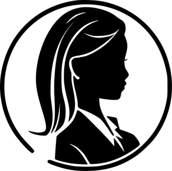 Girl Boss - Black and White Isolated Icon - Vector illustration