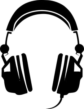 Headphones, Black and White Vector illustration