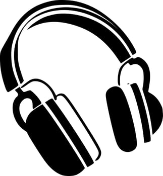Headphones - Black and White Isolated Icon - Vector illustration