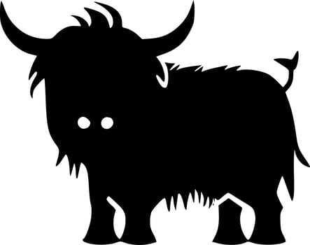 Highland Cow - Black and White Isolated Icon - Vector illustration