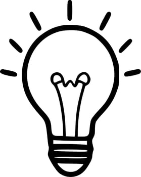 Light Bulb, Black and White Vector illustration