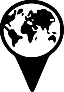 Map Pin, Black and White Vector illustration