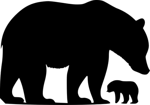 Mama Bear, Black and White Vector illustration