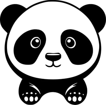 Panda - Black and White Isolated Icon - Vector illustration