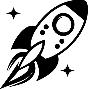 Rocket, Black and White Vector illustration