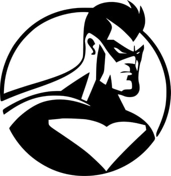 Superhero, Black and White Vector illustration