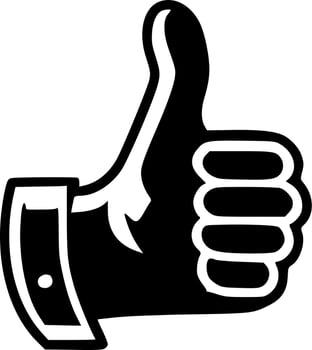 Thumbs Up, Black and White Vector illustration
