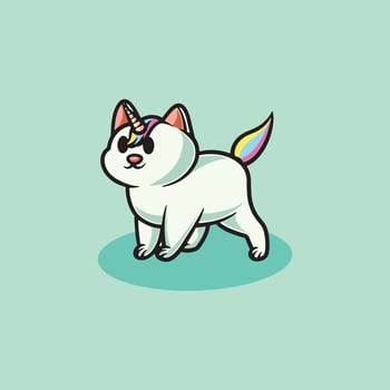 cute unicorn cat smiling cartoon illustration vector