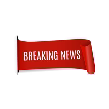 breaking news banner, red ribbon design on white background, Vector. vector