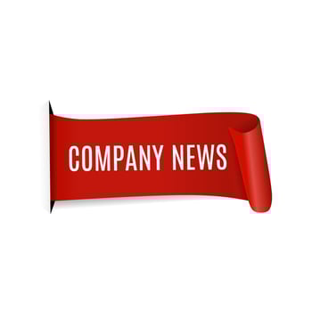 Company news banner, red ribbon design on white background, Vector. vector