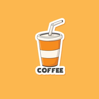Colorful hand drawn coffee sticker vector