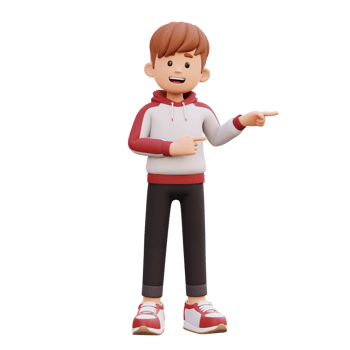 3d male character pointing left png