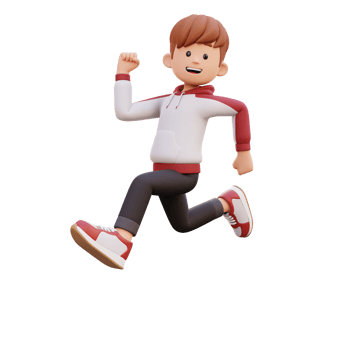 3d male character happy running png