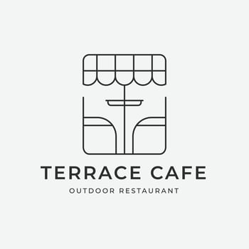 terrace cafe logo line art icon design ,street cafe, restaurant outdoor icon design. vector