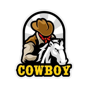 COWBOY ILLUSTRATION MASCOT LOGO DESIGN vector