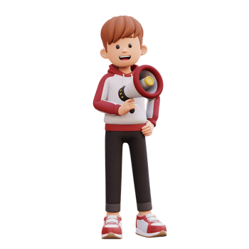3d male character holding a megaphone png