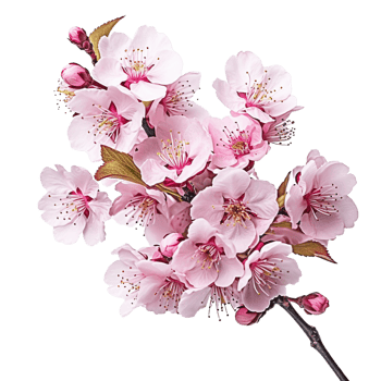 Pink cherry blossom on transparent background, created with png