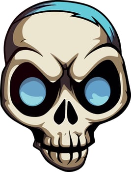 Skull with blue eyes and a blue hair vector