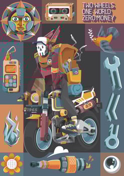Biker Touring Motorcycle vector
