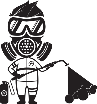 Pest Control Service logo template isolated silhouette with Equipped Man png