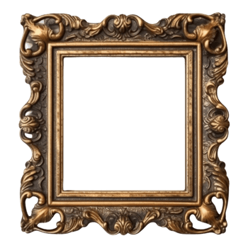 Vintage picture frame, luxury photo frame, png