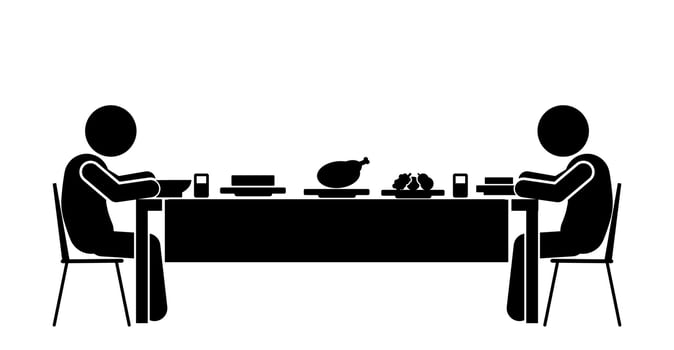 silhouette illustration of people at the dining table vector
